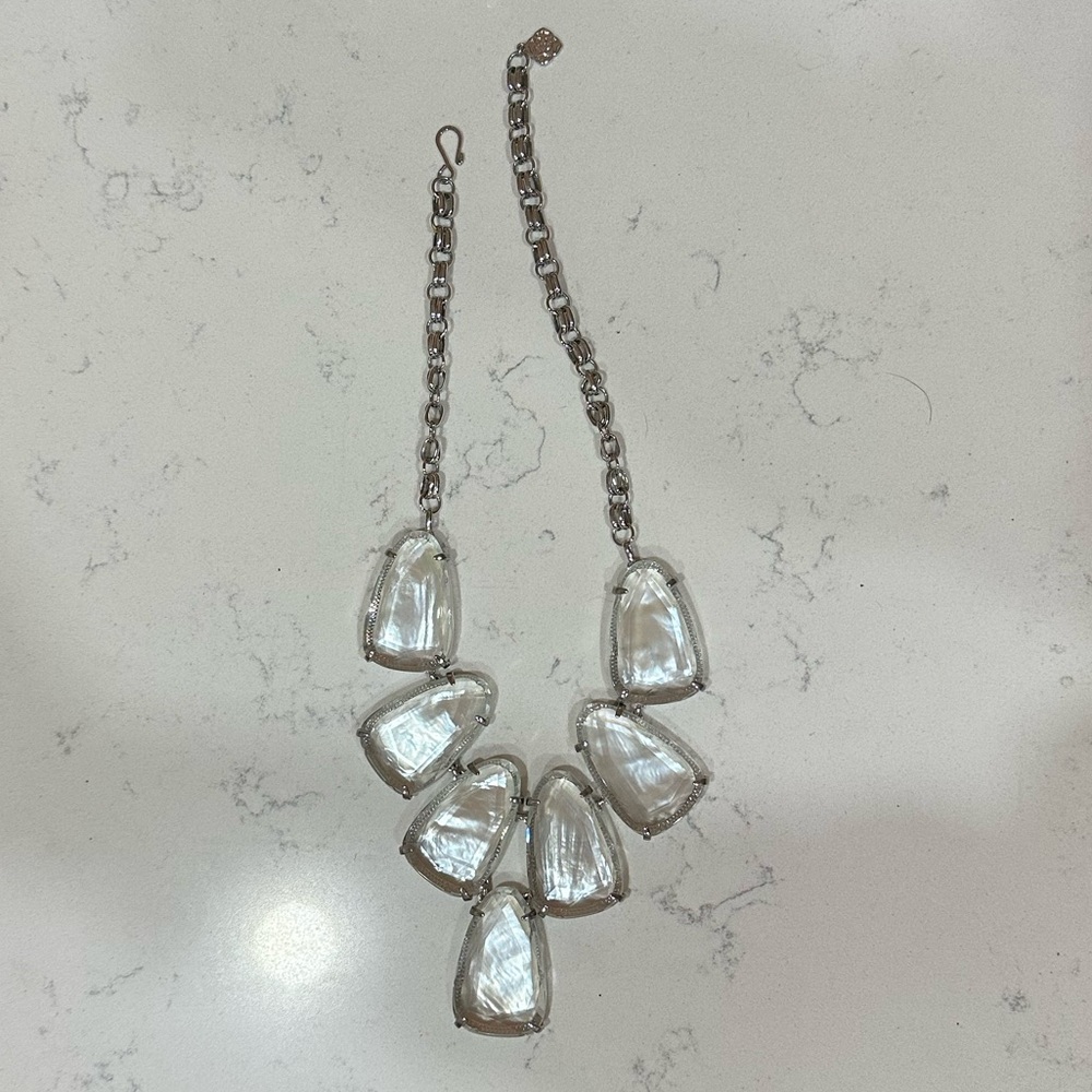 Kendra Scott Silver Necklace with Clear Stones